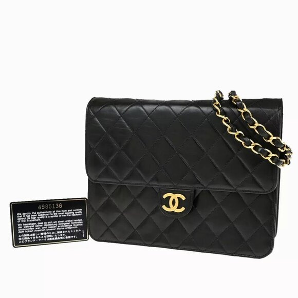 CHANEL CC Logo Matelasse Chain Shoulder Bag Leather Black GHW Vintage - Picture 1 of 16